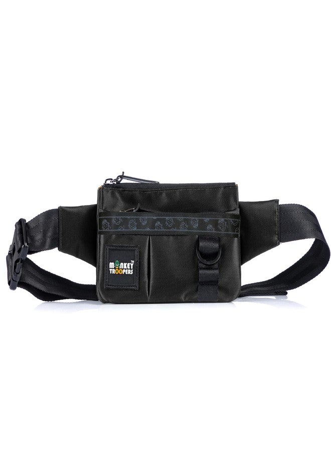 MONKEY TROOPERS Pockit Waist Bag, Crossbody, Chest Bag for Men Women Girls Boys, Lightweight, Durable, Travel, Hikking, Casual, Dailyuse, Water Resistant (Black) - Image 1